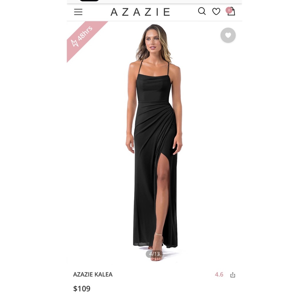 Black full length bridesmaids dress from Azazie